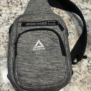Reebok Cosmos Gray Black Neoprene Sling Bag Crossbody Travel Gym back pack